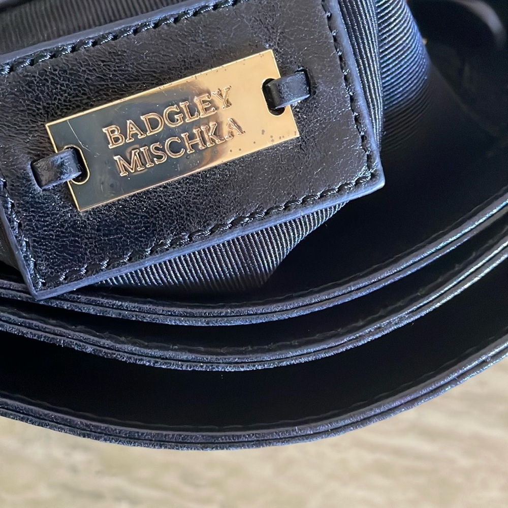 Leopard Print and Black Leather Shoulder Bag. Badgley Mischka Coralie Calfhair. - Picture 9 of 13